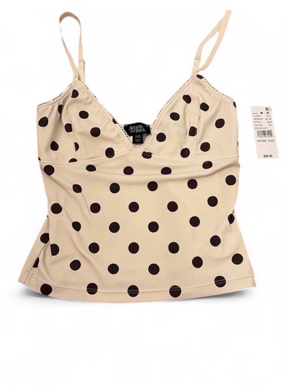 Beige Polka Dot Cami Tank Top